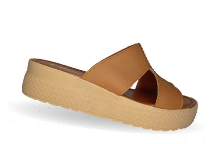 Sandalia de piel con plataforma baja Hannia 1054 Miel para mujer