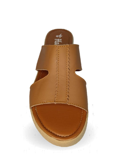 Sandalia de piel con plataforma baja Hannia 1054 Miel para mujer