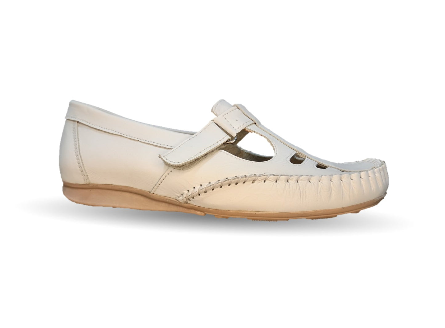 Zapato de Confort y Casual abierto de piel Hannia 1100 Blanco para mujer
