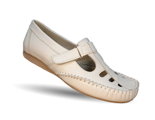 Zapato de Confort y Casual abierto de piel Hannia 1100 Blanco para mujer
