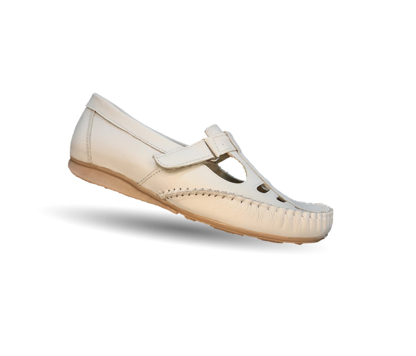 Zapato de Confort y Casual abierto de piel Hannia 1100 Blanco para mujer