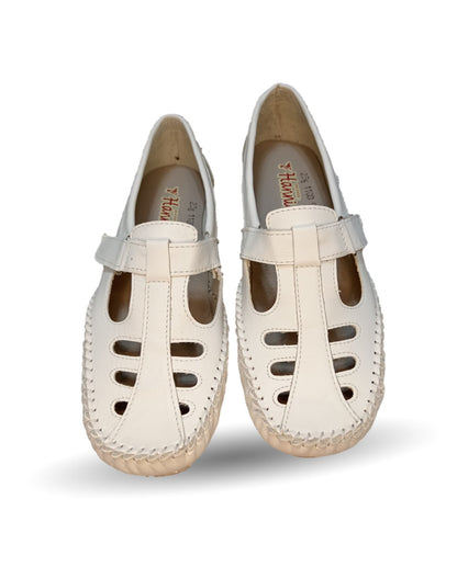Zapato de Confort y Casual abierto de piel Hannia 1100 Blanco para mujer