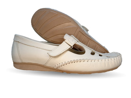 Zapato de Confort y Casual abierto de piel Hannia 1100 Blanco para mujer