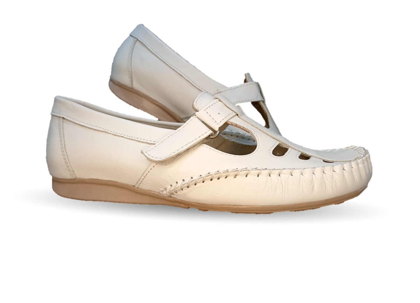 Zapato de Confort y Casual abierto de piel Hannia 1100 Blanco para mujer