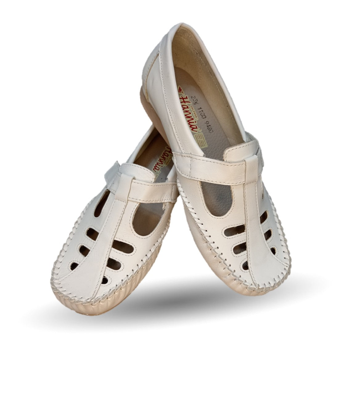 Zapato de Confort y Casual abierto de piel Hannia 1100 Blanco para mujer