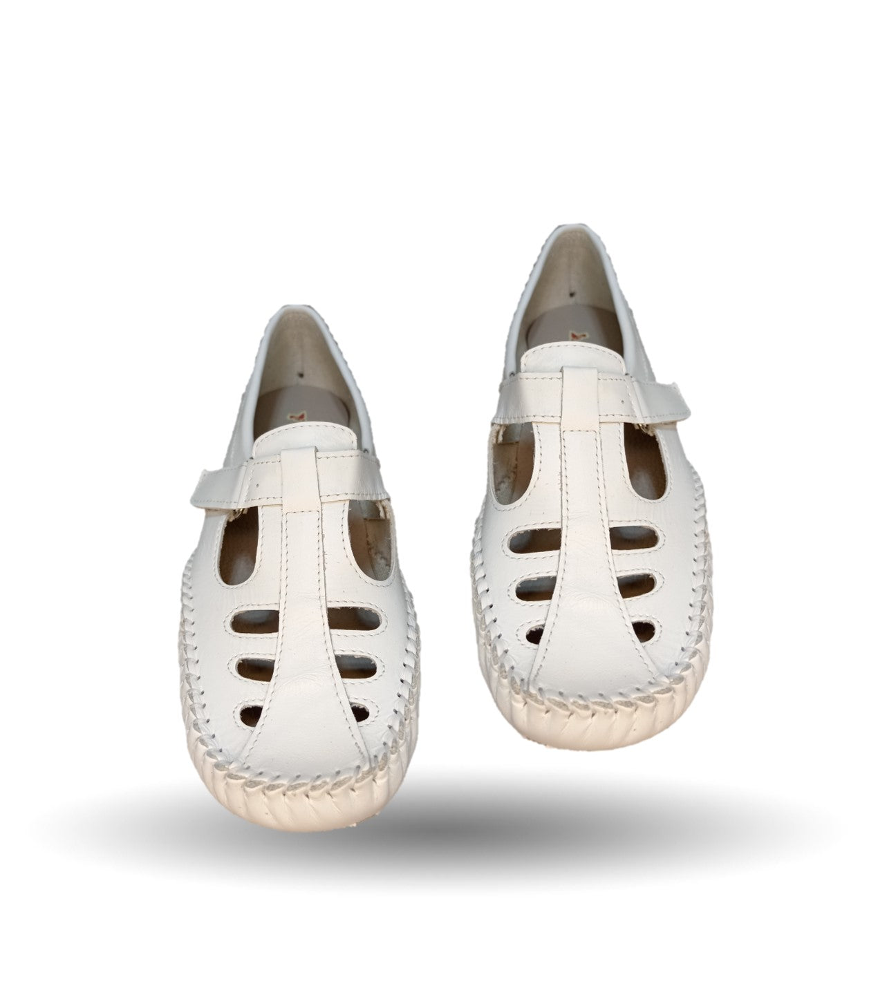Zapato de Confort y Casual abierto de piel Hannia 1100 Blanco para mujer