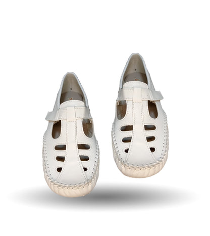 Zapato de Confort y Casual abierto de piel Hannia 1100 Blanco para mujer