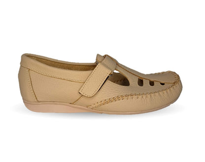 Zapato de Confort y Casual abierto de piel Hannia 1100 Camel para mujer