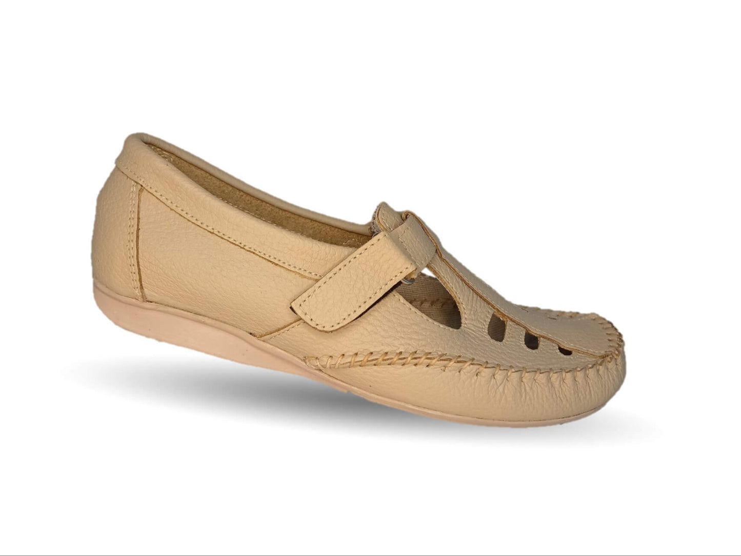 Zapato de Confort y Casual abierto de piel Hannia 1100 Camel para mujer
