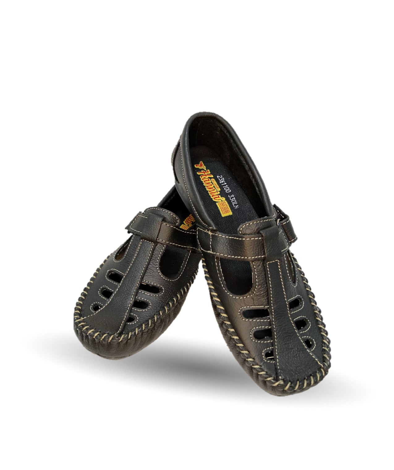 Zapato de Confort y Casual abierto de piel Hannia 1100 Negro para mujer