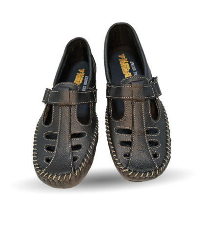 Zapato de Confort y Casual abierto de piel Hannia 1100 Negro para mujer