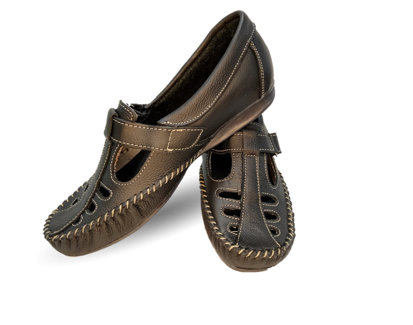 Zapato de Confort y Casual abierto de piel Hannia 1100 Negro para mujer