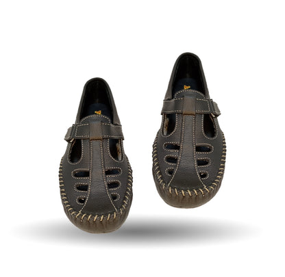 Zapato de Confort y Casual abierto de piel Hannia 1100 Negro para mujer