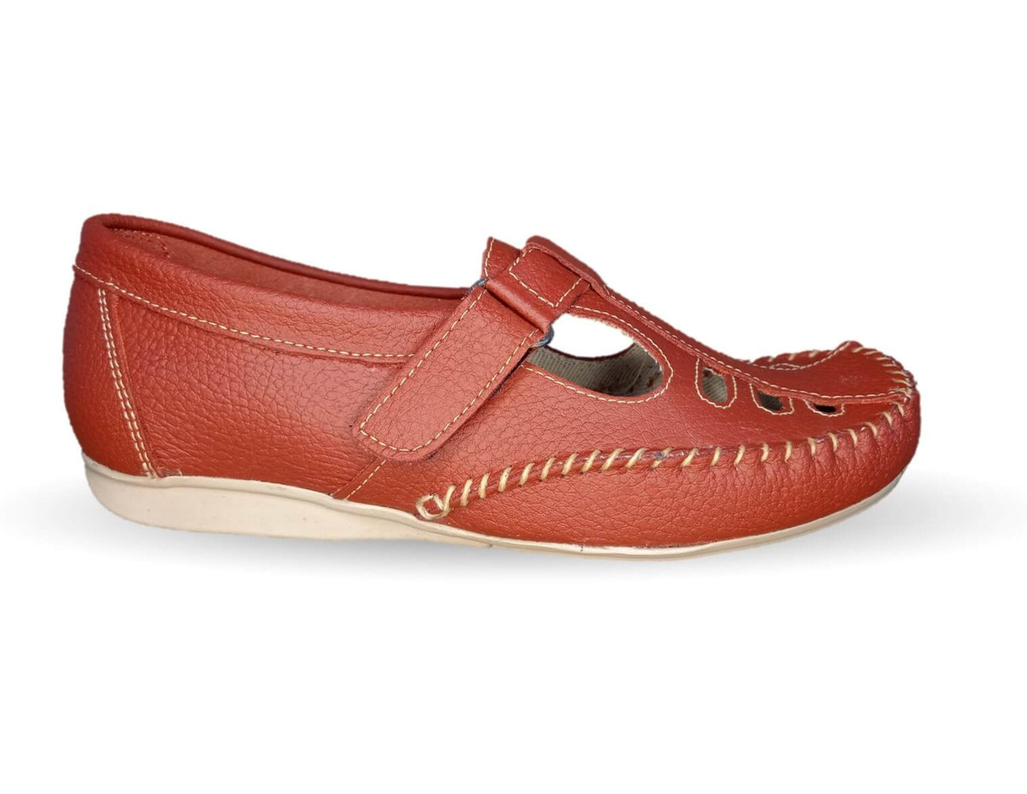 Zapato de Confort y Casual abierto de piel Hannia 1100 Rojo para mujer
