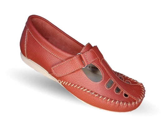 Zapato de Confort y Casual abierto de piel Hannia 1100 Rojo para mujer