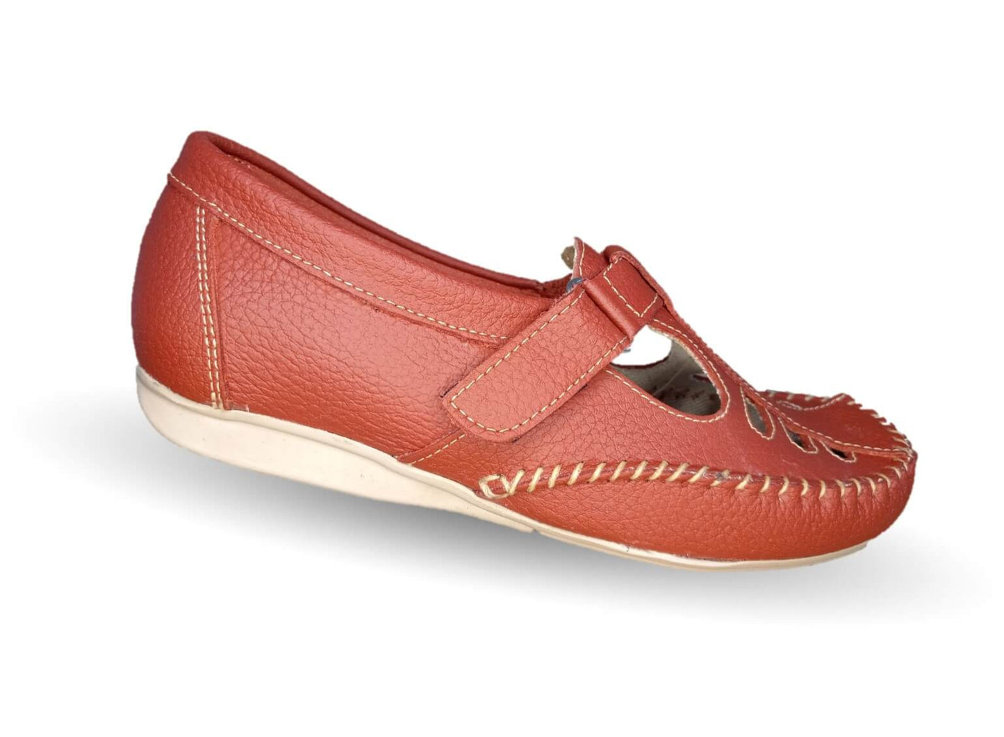 Zapato de Confort y Casual abierto de piel Hannia 1100 Rojo para mujer