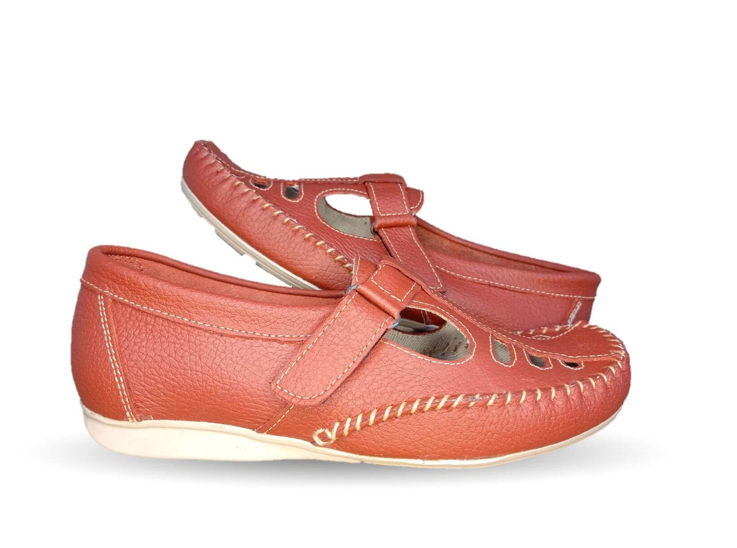 Zapato de Confort y Casual abierto de piel Hannia 1100 Rojo para mujer
