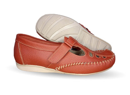 Zapato de Confort y Casual abierto de piel Hannia 1100 Rojo para mujer