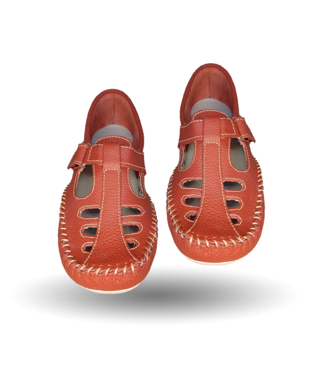 Zapato de Confort y Casual abierto de piel Hannia 1100 Rojo para mujer