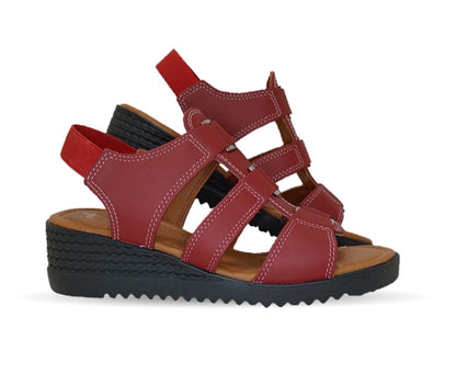 Sandalia Casual de piel con cuña baja Hannia 110 Rojo para mujer