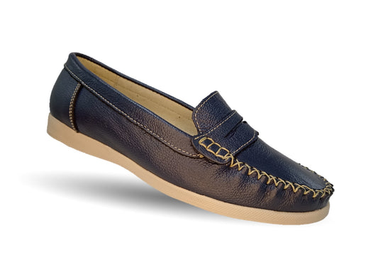 Zapato de Confort y Casual de piel Hannia 220 Azul para mujer
