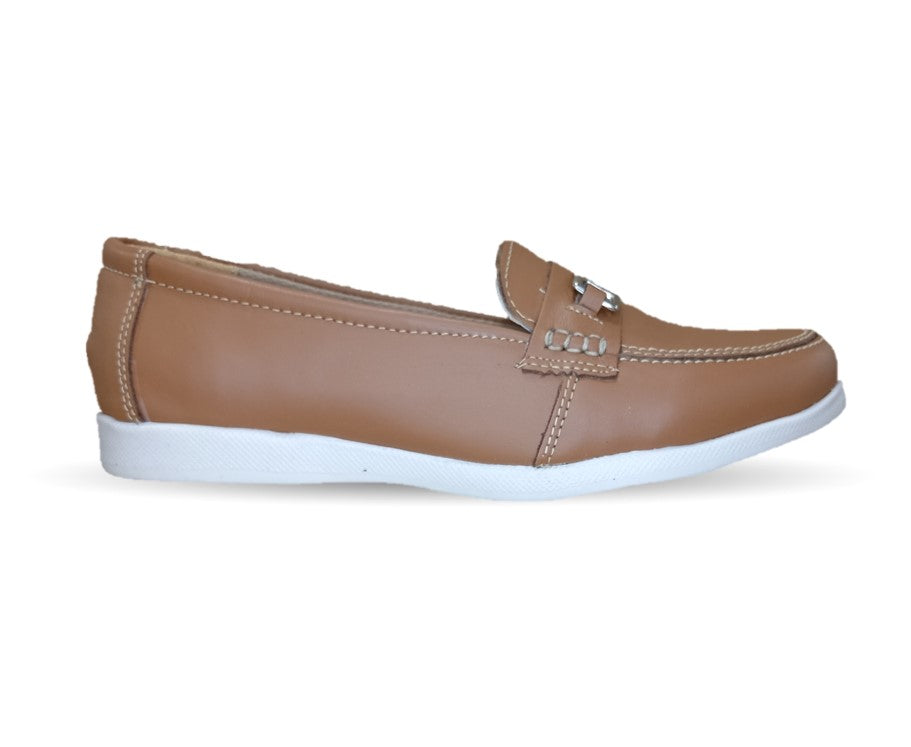 Zapato Mocasín de piel con herraje Hannia 235 Miel para mujer