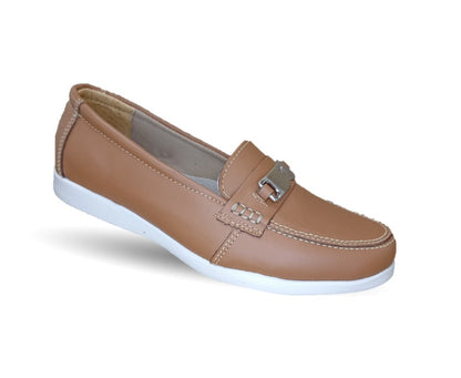 Zapato Mocasín de piel con herraje Hannia 235 Miel para mujer