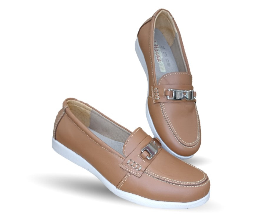 Zapato Mocasín de piel con herraje Hannia 235 Miel para mujer