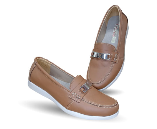 Zapato Mocasín de piel con herraje Hannia 235 Miel para mujer