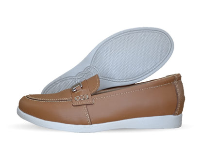Zapato Mocasín de piel con herraje Hannia 235 Miel para mujer