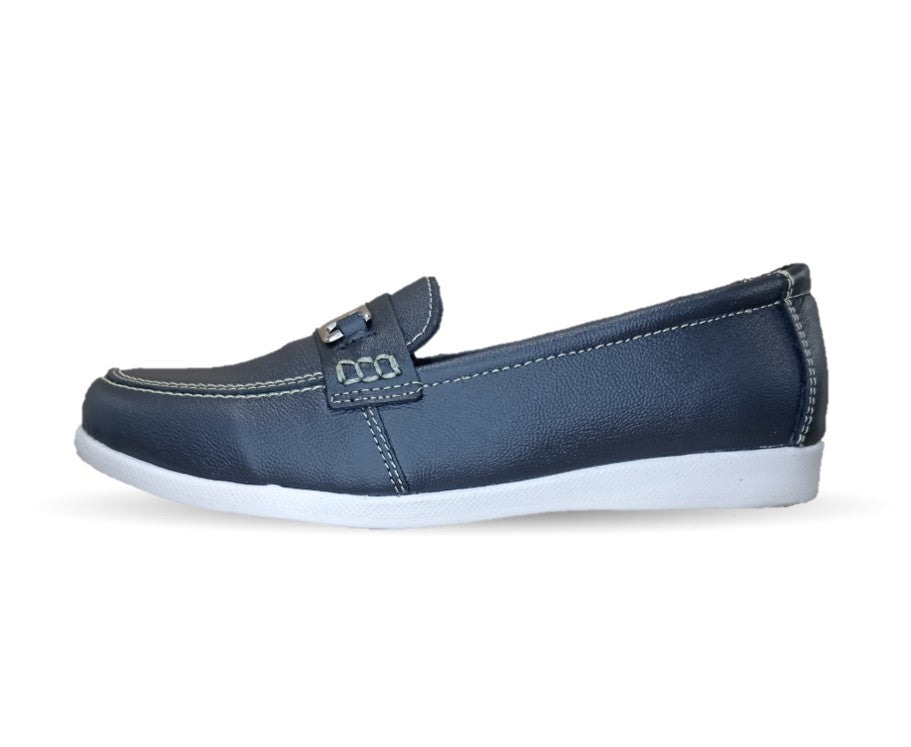 Zapato Mocasín de piel con herraje Hannia 235 Negro para mujer