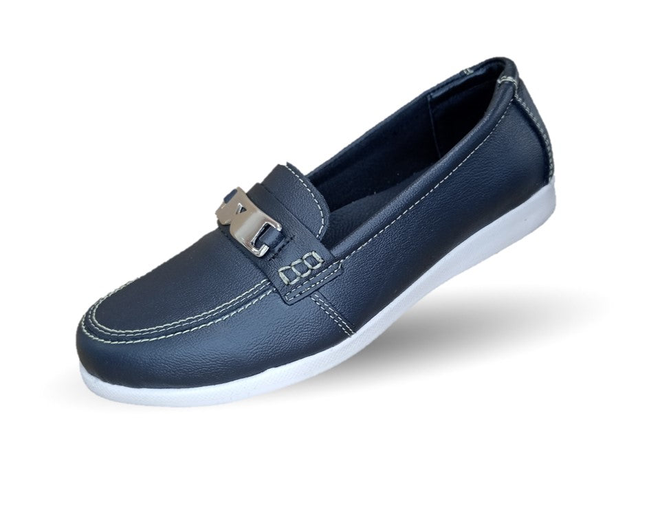 Zapato Mocasín de piel con herraje Hannia 235 Negro para mujer