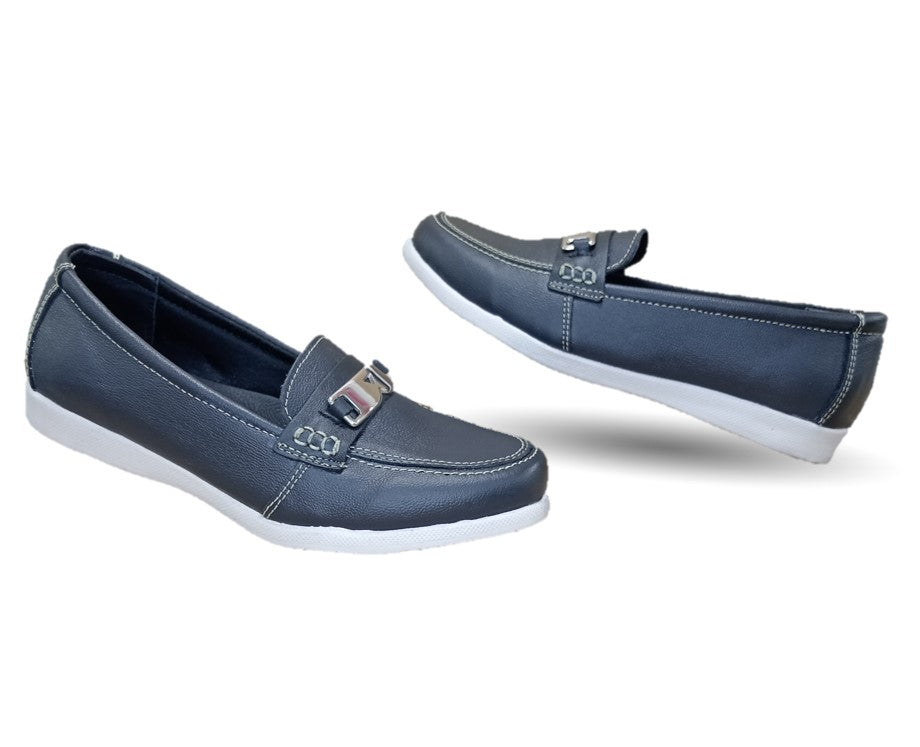 Zapato Mocasín de piel con herraje Hannia 235 Negro para mujer