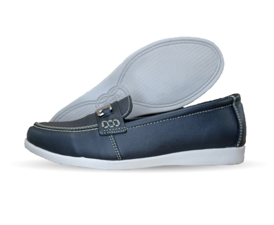 Zapato Mocasín de piel con herraje Hannia 235 Negro para mujer