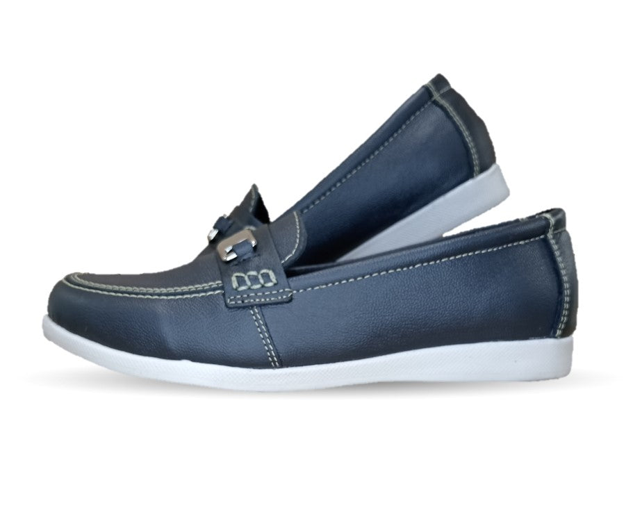 Zapato Mocasín de piel con herraje Hannia 235 Negro para mujer