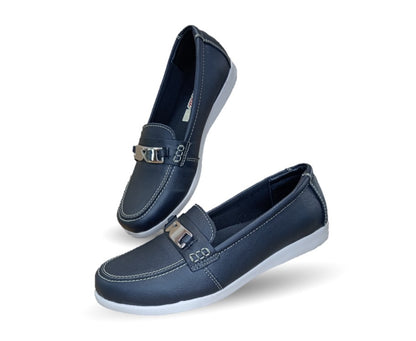 Zapato Mocasín de piel con herraje Hannia 235 Negro para mujer