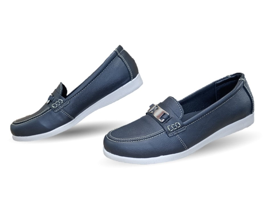 Zapato Mocasín de piel con herraje Hannia 235 Negro para mujer