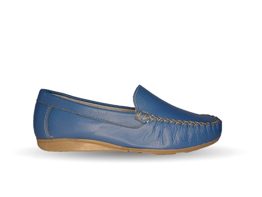 Zapato de Confort y Casual de piel Hannia 350 Mezclilla Azul para mujer