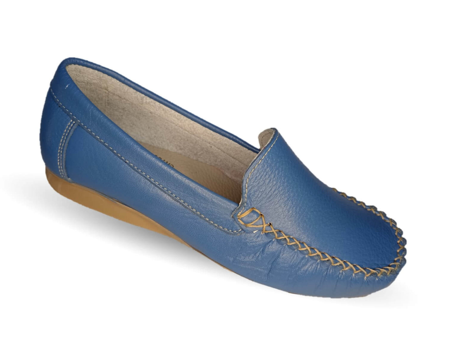 Zapato de Confort y Casual de piel Hannia 350 Mezclilla Azul para mujer