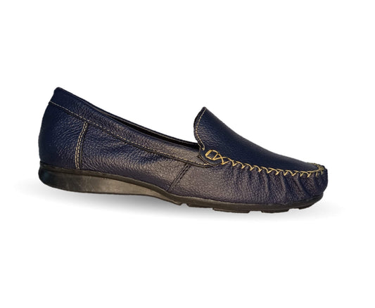Zapato de Confort y Casual de piel Hannia 350 Azul Marino para mujer
