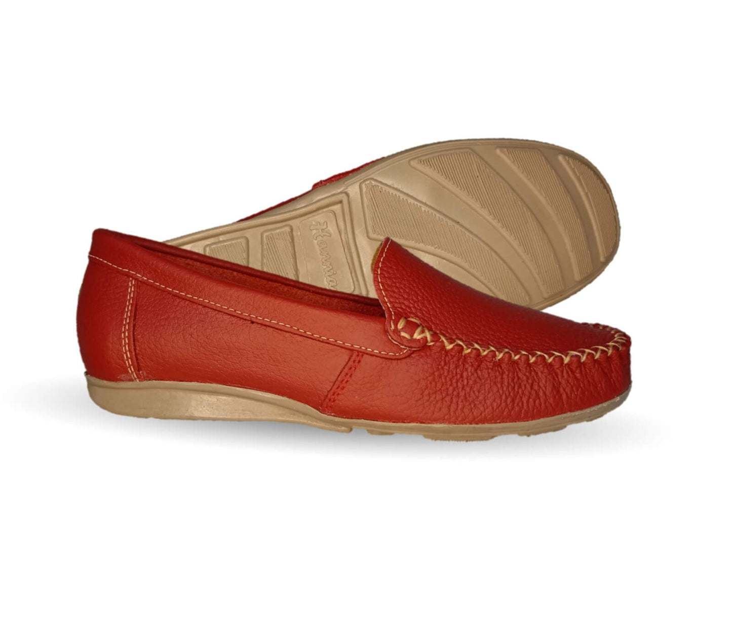 Zapato de Confort y Casual de piel Hannia 350 Rojo para mujer