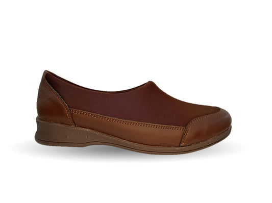 Zapato de Confort y Casual de piel con licra Hannia 410 Café para mujer