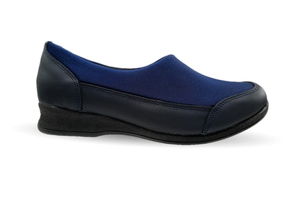 Zapato de Confort y Casual de piel con licra Hannia 410 Azul Marino para mujer