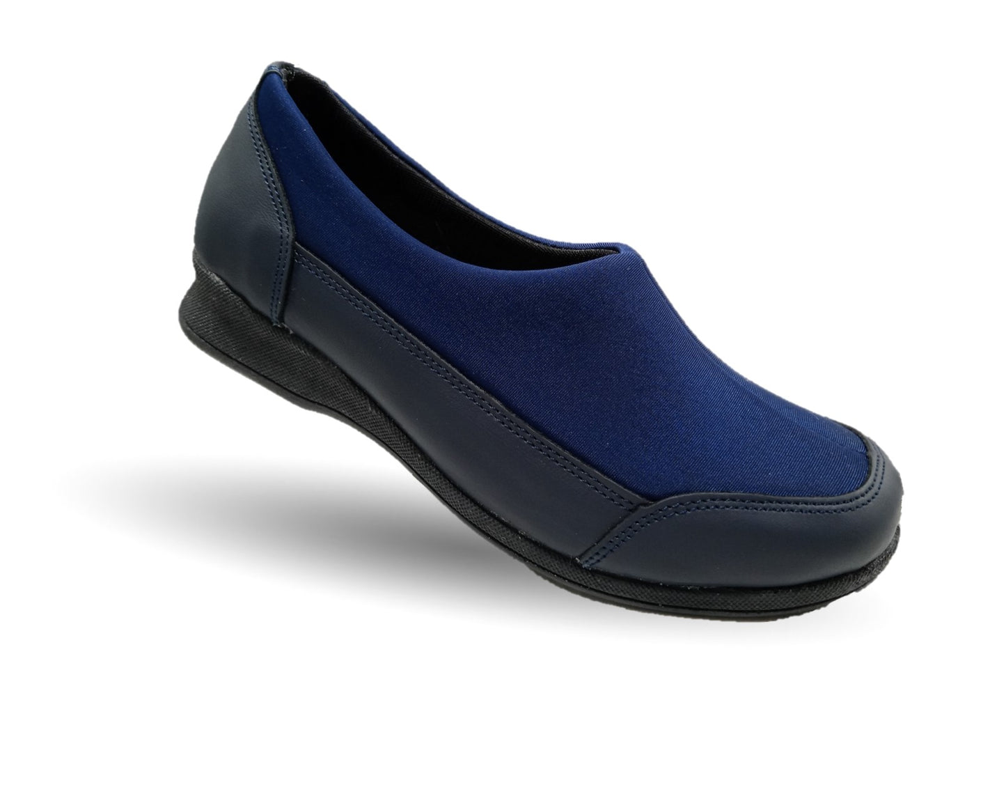 Zapato de Confort y Casual de piel con licra Hannia 410 Azul Marino para mujer