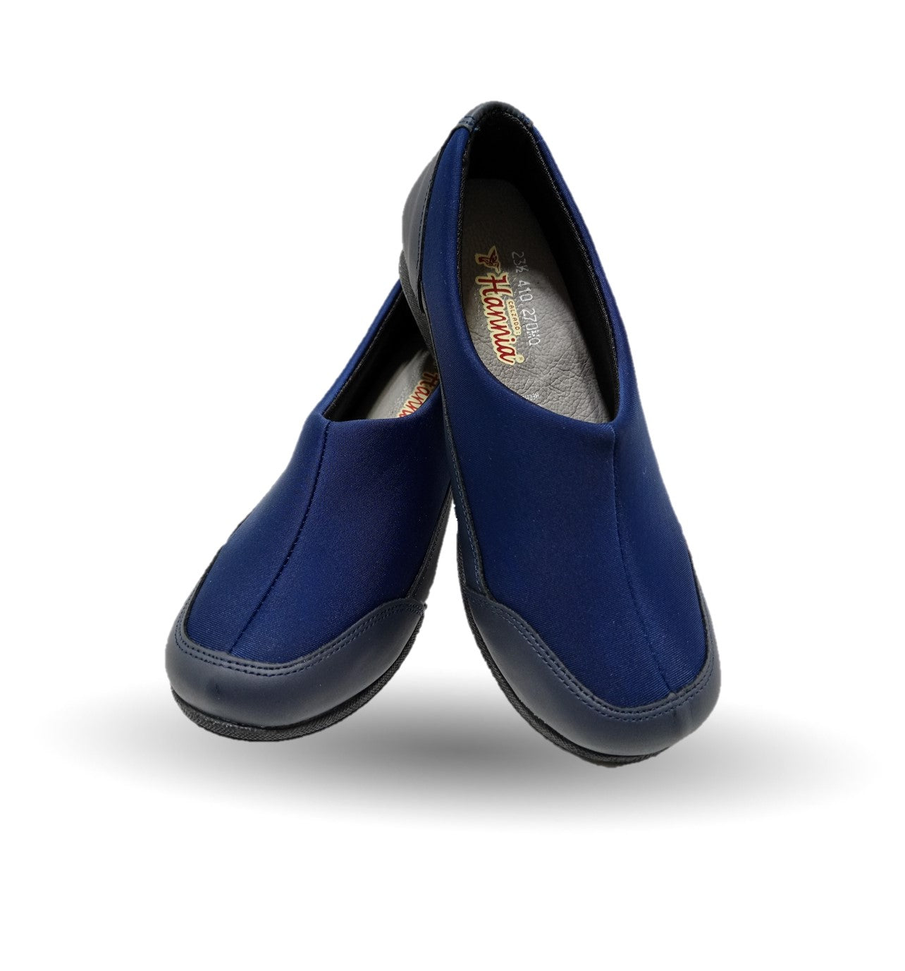 Zapato de Confort y Casual de piel con licra Hannia 410 Azul Marino para mujer