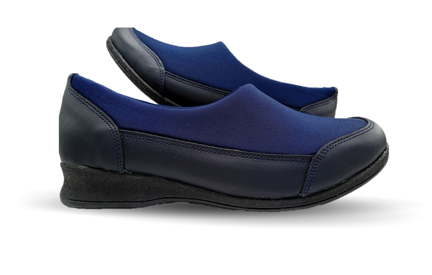 Zapato de Confort y Casual de piel con licra Hannia 410 Azul Marino para mujer