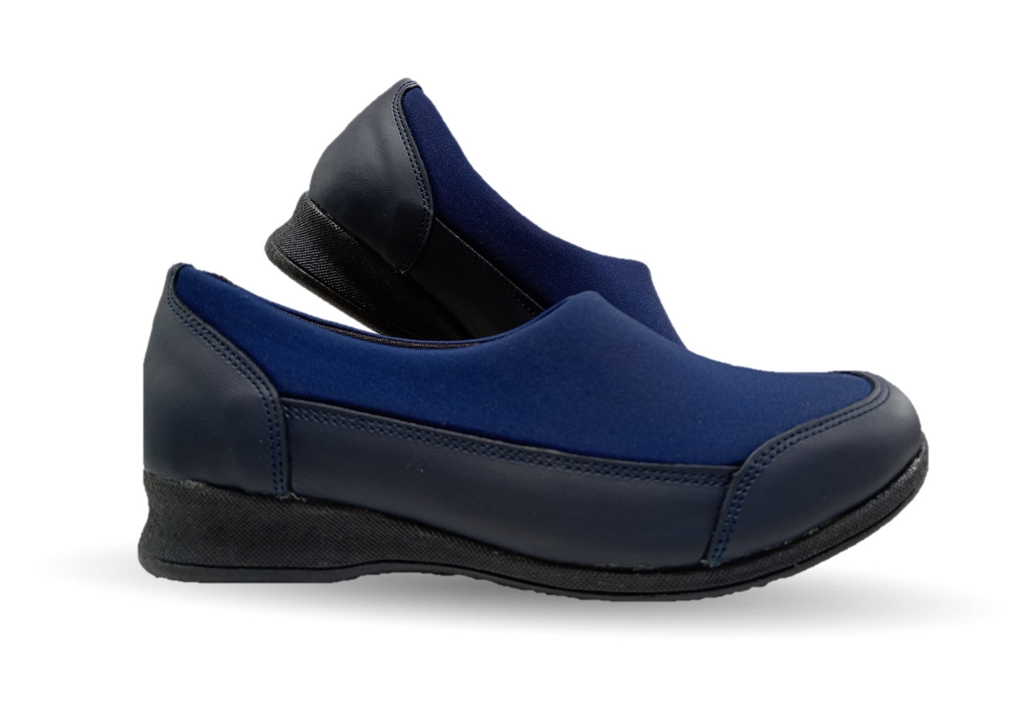 Zapato de Confort y Casual de piel con licra Hannia 410 Azul Marino para mujer