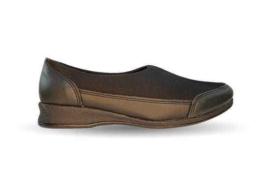 Zapato de Confort y Casual de piel con licra Hannia 410 Negro para mujer