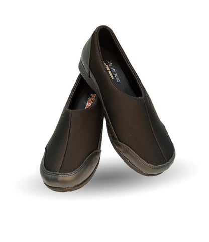 Zapato de Confort y Casual de piel con licra Hannia 410 Negro para mujer