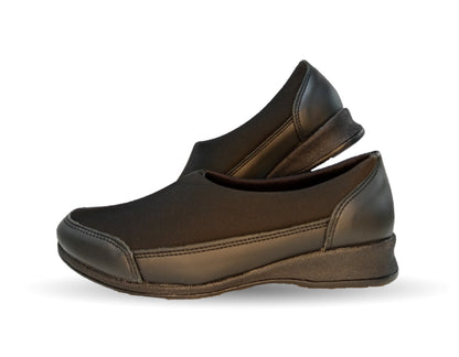 Zapato de Confort y Casual de piel con licra Hannia 410 Negro para mujer